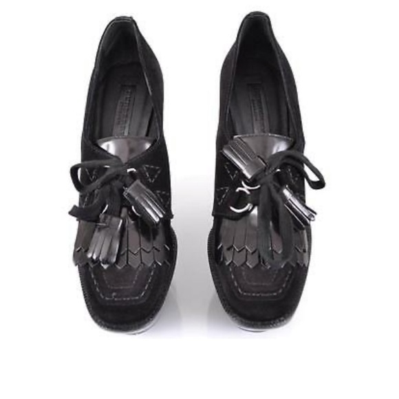 Burberry Prorsum Black Suede platforms silver loops/patent leather details - Picture 13 of 15